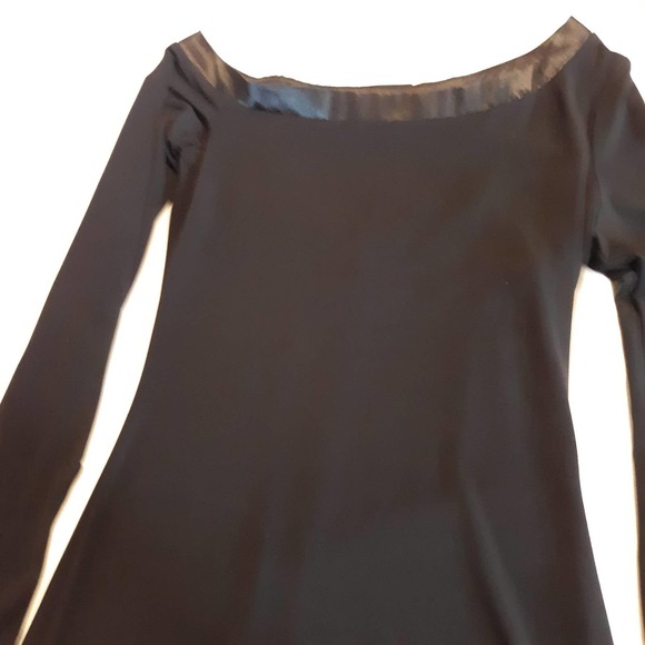 Guess Dresses & Skirts - Off the Shoulder Black Stretch Sheath Dress Sz M Satin Band Long Sleeve Int Bra